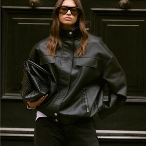 Women's Black Faux Leather Jacket